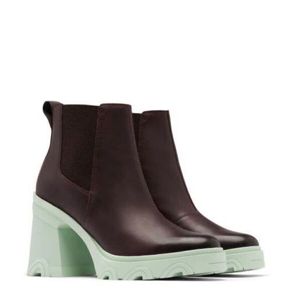 Sorel Women Boots Brex Block Heel Waterproof Leather Chelsea Platform Chunky 9 - Picture 1 of 5